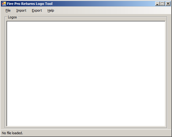 A picture of the program after being launched. The form contains a large box where the logo images get loaded.